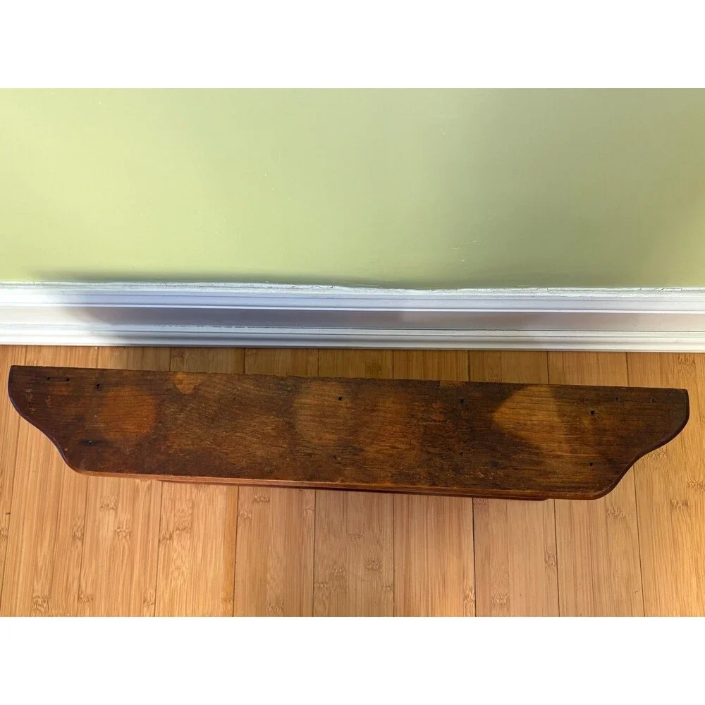 Vintage Wooden Wall Shelf w/ Working Clock 24.75